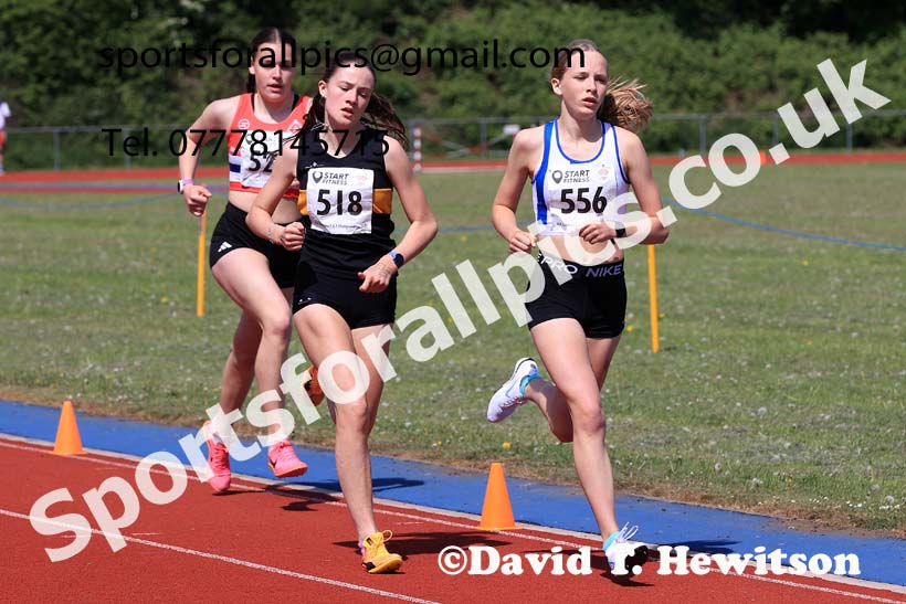 GGirls under-15s 1500 metres, 2025 North Eastern Track and Field Champs., Shildon, County Durham. Photo: David T. Hewitson/Sports for All Pics